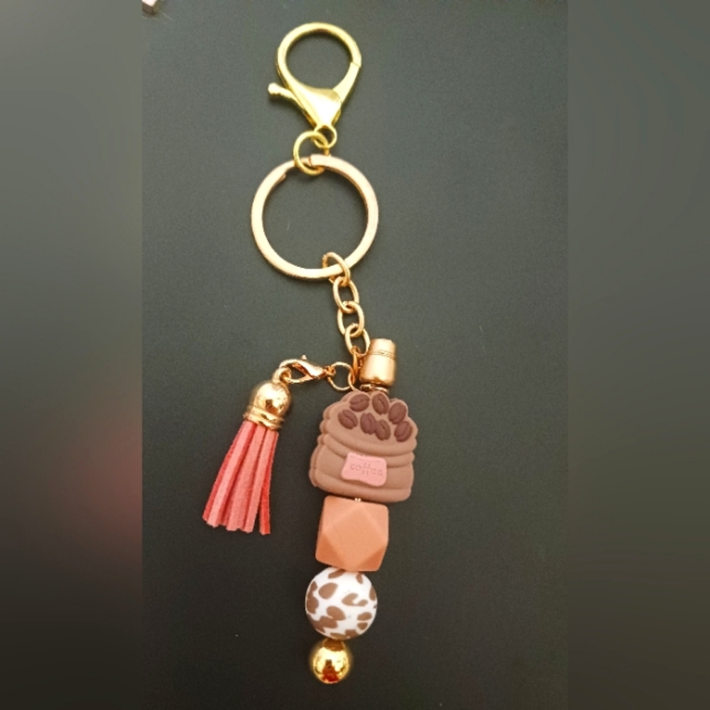 Gold and Brown Keychain/Bag Charm Accessory